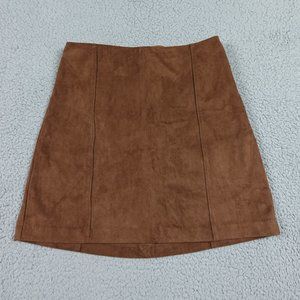 Abercrombie & Fitch Vegan Suede Mini Skirt Womens Small NWT Brown Zip Up Short